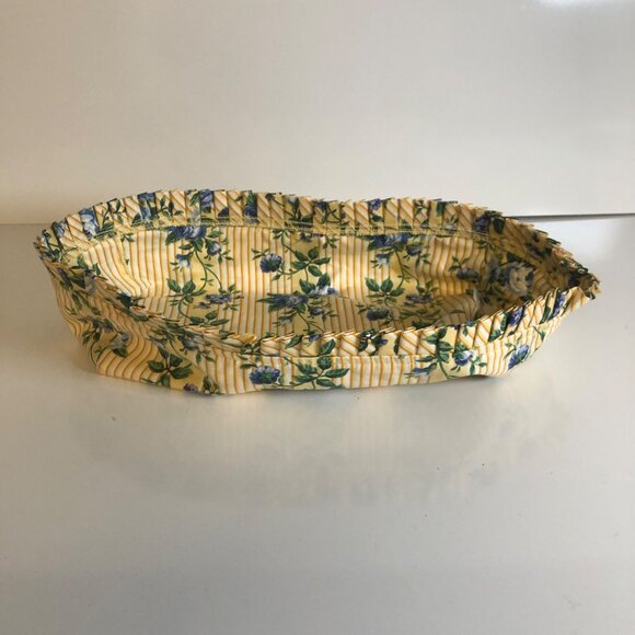 Longaberger Yellow Blue Floral Fabric Basket Liner USA Country CottageCore - Picture 1 of 4